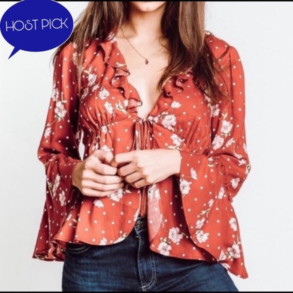 Show Me Your MuMu Hayley Tie-Front Blouse XS - Picture 2 of 11